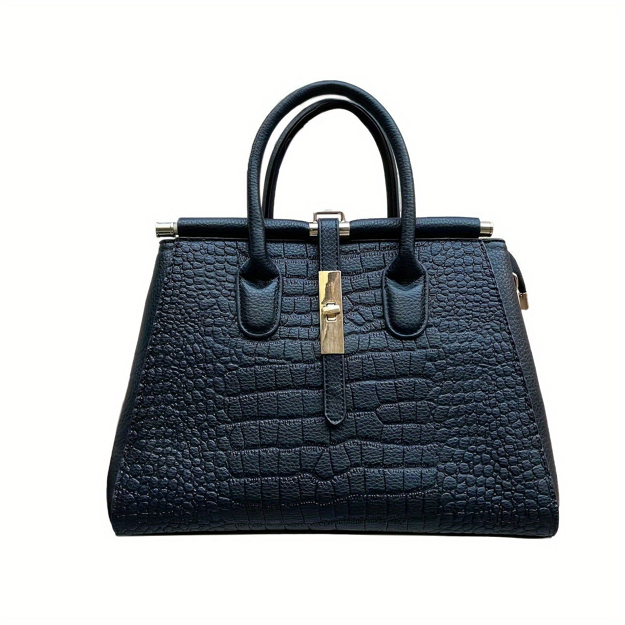 Crocodile Pattern Handbag - Fashionable Zipper Two Hand Handle Handbag - Perfect for Work and Office Use