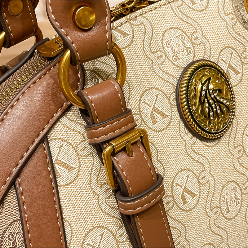2025 Genuine Leather Women's large capacity handbag - detachable shoulder strapgold hardware accessories, woven leather handle, zipper closure, polyester lining - elegant mixed color briefcase, suitable for work, leisure, tr
