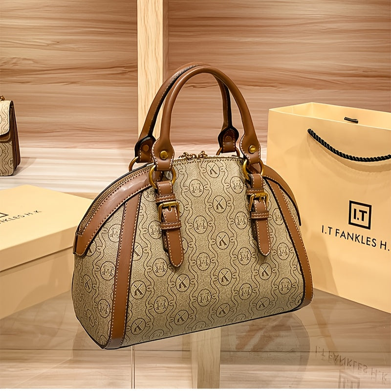 2025 Genuine Leather Women's large capacity handbag - detachable shoulder strapgold hardware accessories, woven leather handle, zipper closure, polyester lining - elegant mixed color briefcase, suitable for work, leisure, tr