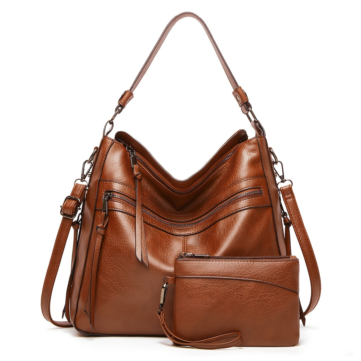 New fashion Europe and the United States trend double zipper Tote bag casual all-in-one ladies single shoulder crossbody bag