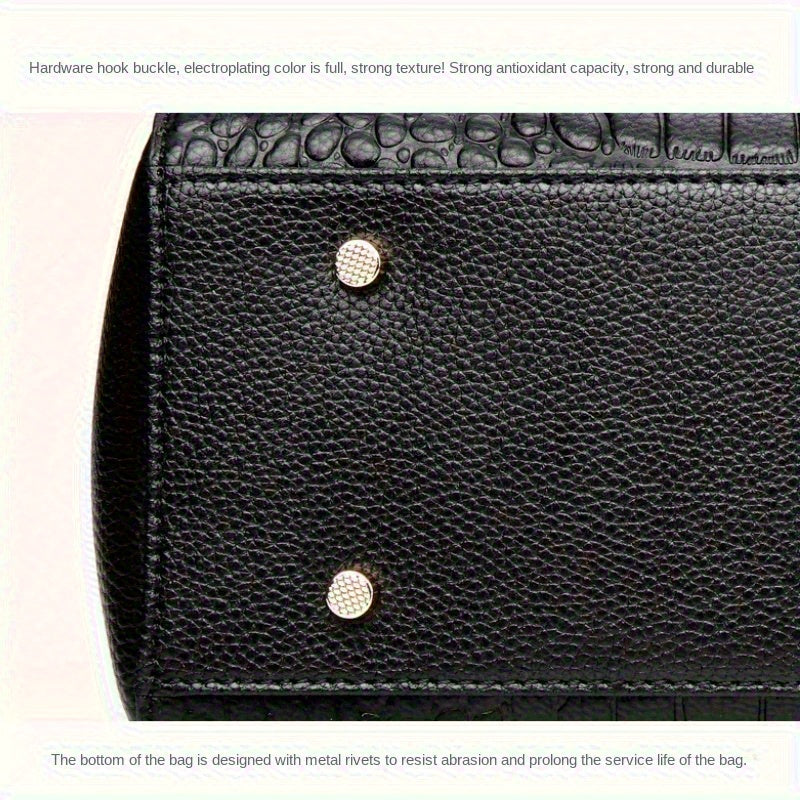 Crocodile Pattern Handbag - Fashionable Zipper Two Hand Handle Handbag - Perfect for Work and Office Use