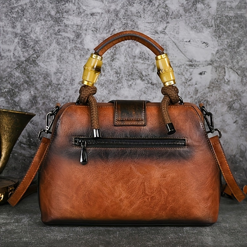 Handmade One-Shoulder Bag Large Capacity Luxurious One-Shoulder Cross-Body Handbag, Pure Handmade, Multi-Compartment, Embossed Retro Craft