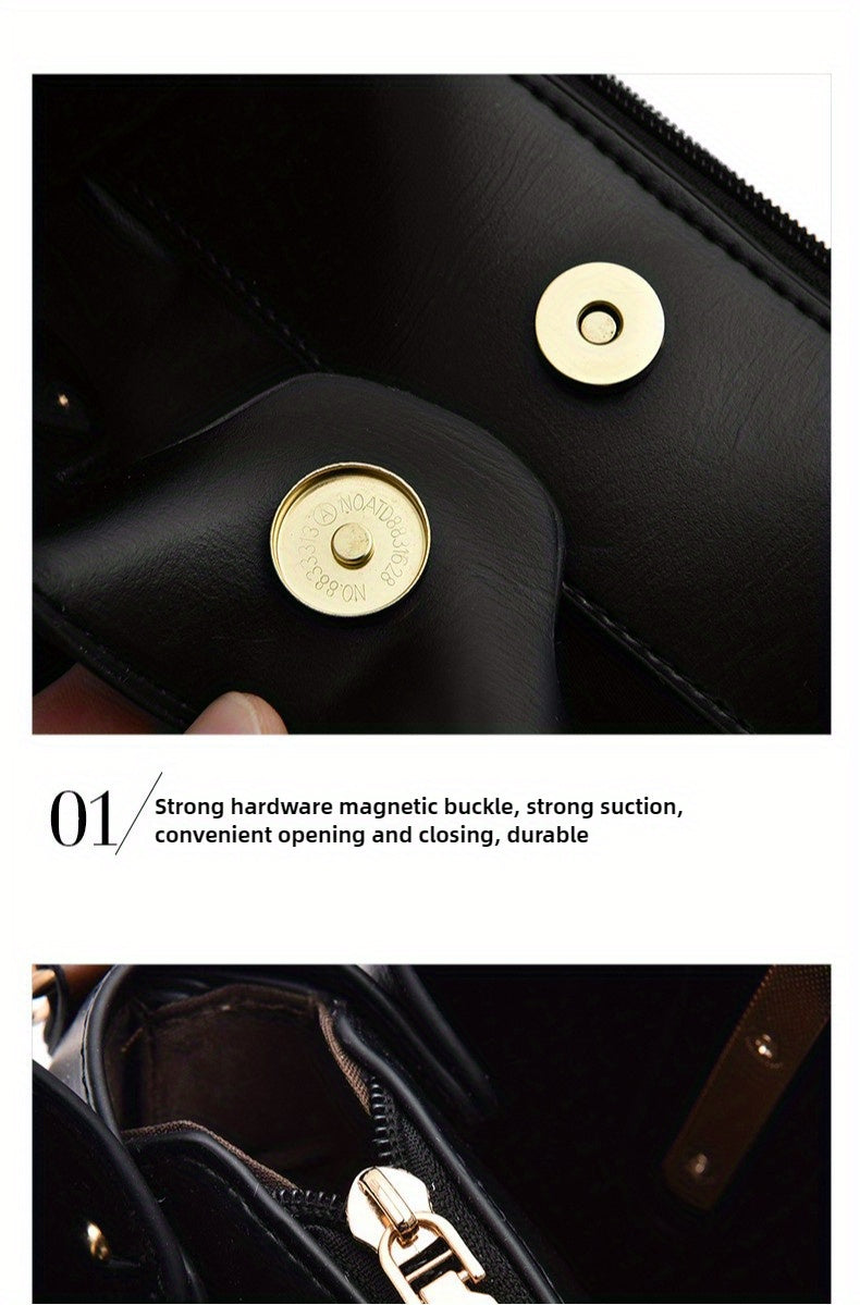 Elegant Women'S PU Handbag Bag-Lightweight Large Capacity Multi-Pocket Crossbody Shoulder Bag