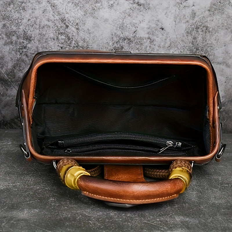 Handmade One-Shoulder Bag Large Capacity Luxurious One-Shoulder Cross-Body Handbag, Pure Handmade, Multi-Compartment, Embossed Retro Craft