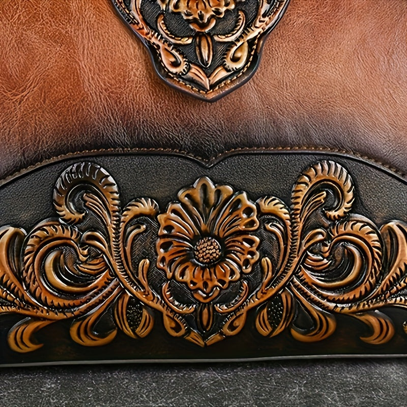 Handmade One-Shoulder Bag Large Capacity Luxurious One-Shoulder Cross-Body Handbag, Pure Handmade, Multi-Compartment, Embossed Retro Craft