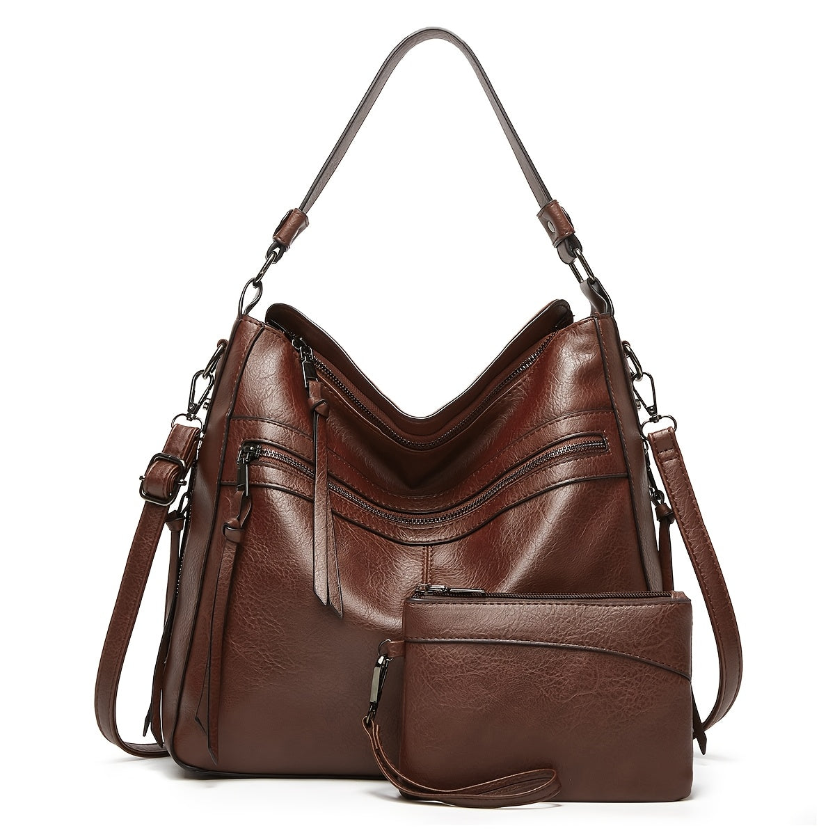 New fashion Europe and the United States trend double zipper Tote bag casual all-in-one ladies single shoulder crossbody bag